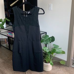 UO / Sparkle & Fade Black Lace Peplum Dress